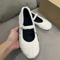 2025 Winter Warm Furry Wool Women Ballet Flats Comfortable Soft Soles Mary Janes Walking Loafers Casual Girls Dance Lazy Shoes