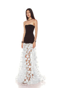 Black White Beige Women Sexy Strapless Off the Shoulder Mesh Long Dress High Street Celebrate Evening Party Birthday Outfit
