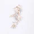 Porcelain Flower Hair Clip Pin Pearl Opal Hairpin Brides Women Vintage Gold Color Headpieces Wedding Accessories Bridal Jewelry