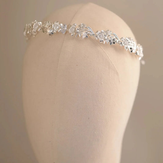 Flower Headband Hairband Silver Color Headpiece Bride Women Zircon Headwear Headdress Bridal Hair Jewelry Wedding Accessories