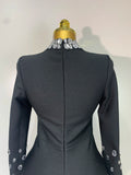 Luxury Birthday Dresses Sparkly Diamond Long Sleeve Black Bodycon Bandage Dress Women Wedding Evening Club Party Prom Gowns