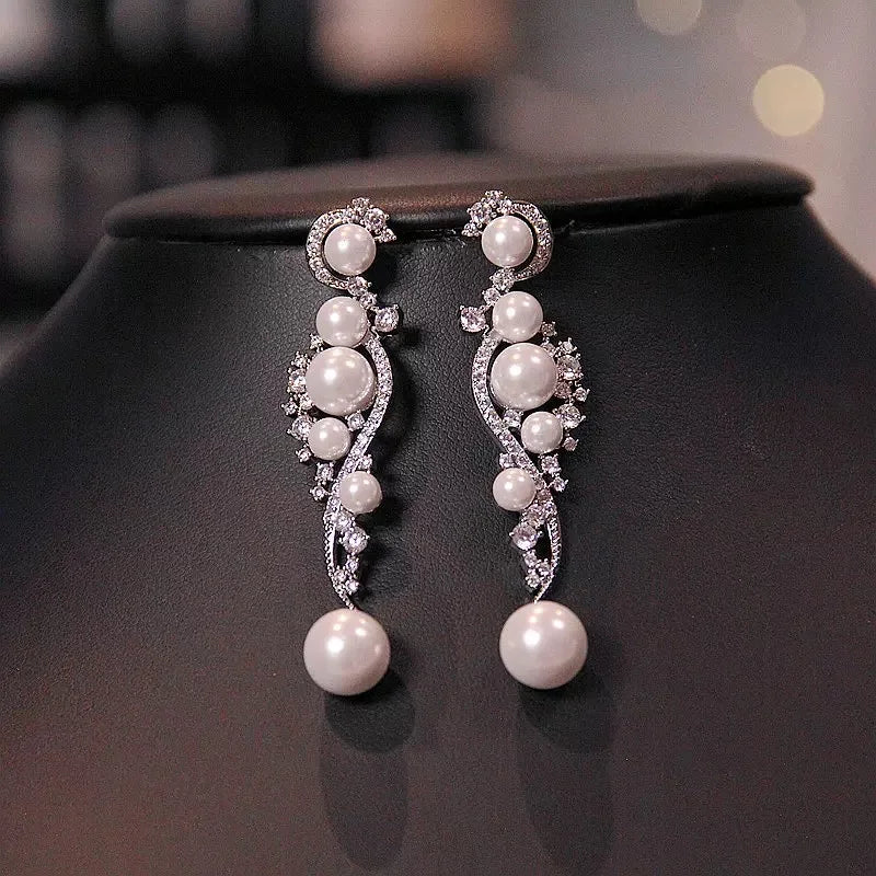 Rhinestones Zircon Tiaras and Crowns Pearl Zirconia Headband For Brides Women Diadem Bridal Jewelry Wedding Hair Accessories b