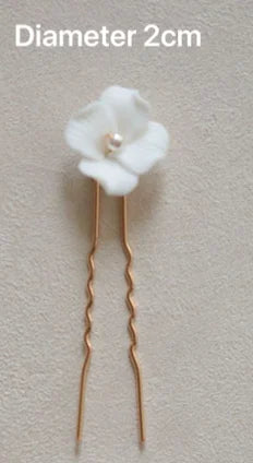Bridal Jewelry Porcelain Flower Hair Pin Clip Pearl Head Piece For Brides Bridesmaids Hairpins Women Wedding Accessories gold color 2