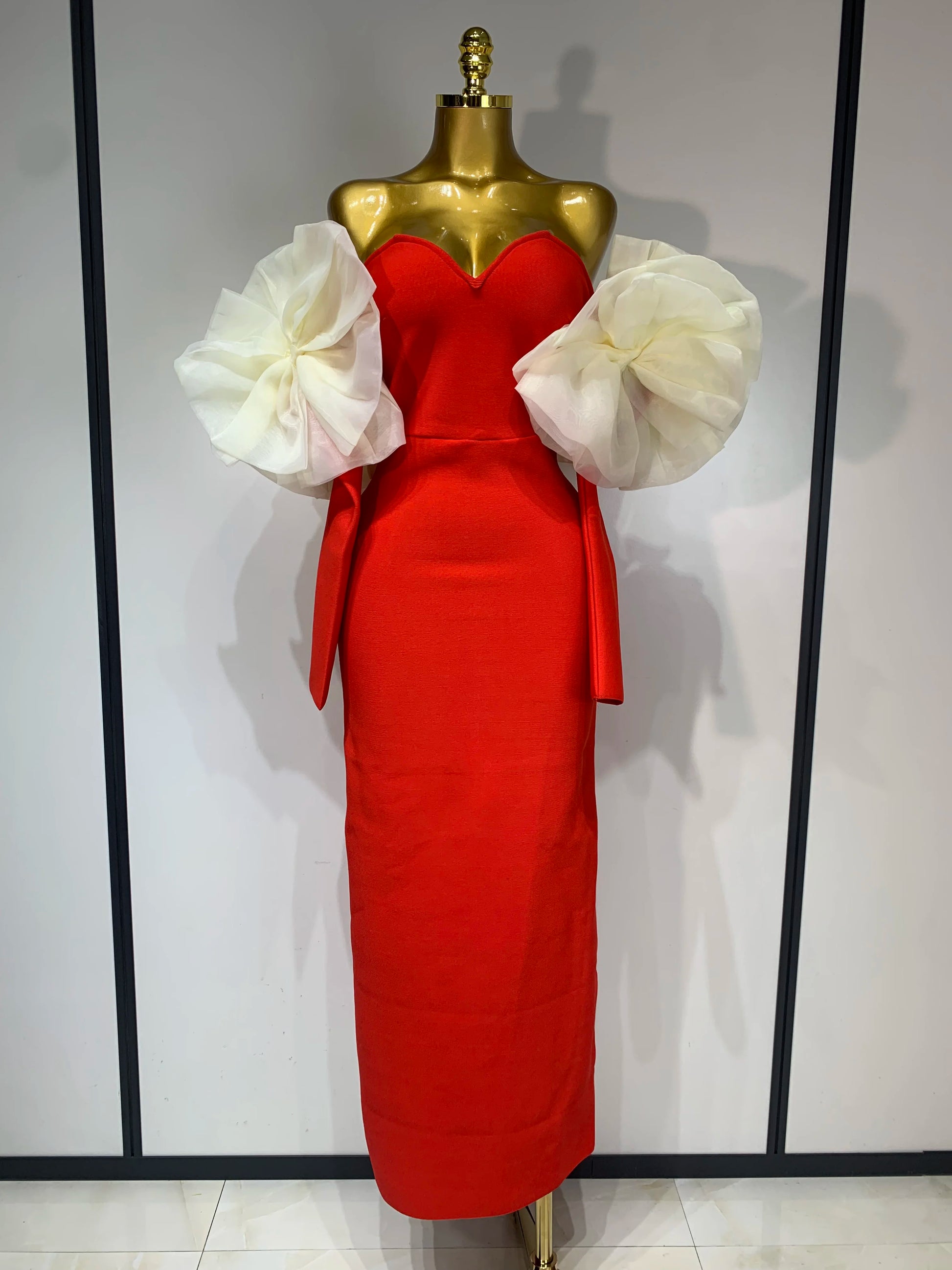 Women Sexy Off Shoulder Bodycon Bandage Dress Long Sleeved Celebrity Elegant Backless Dress Luxury Birthday Dresses Red