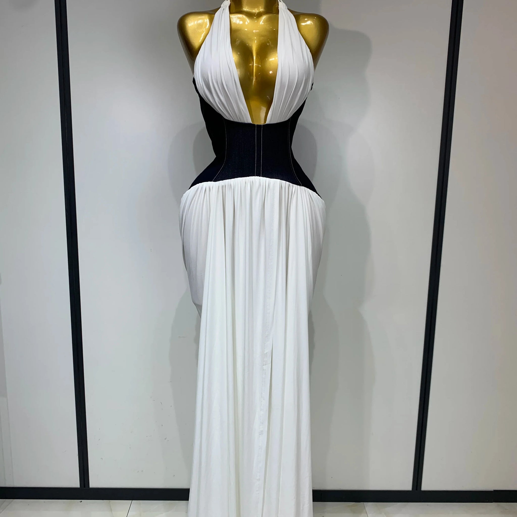 Women Sexy Backless Halter Front Slit Maxi Long Dress Elegant Evening Party Club Dress Luxury Birthday Wedding Guest Gown WHITE