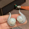 Vintage Pearl Zircon Bridal Earrings Cubic Zirconia Wedding Earring For Bride Women Accessories Party Dinner Dress Jewelry b