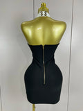 Sexy Backless Halter Button Bodycon Black Mini Bandage Dress Women Celebrity Elegant Evening Club Party Outfit