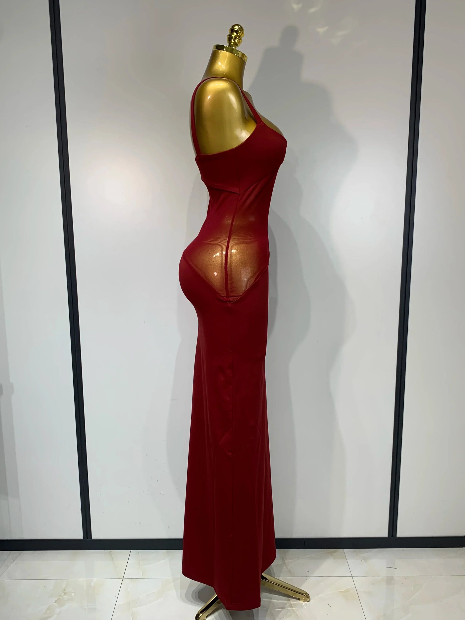 Sexy See Through Mesh Patchwork Long Dress Women Backless Bodycon Cocktail Party Elegant Luxury Birthday Dresses Vestidos