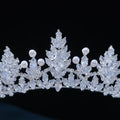 Pearl Cubic Zirconia Tiaras and Crowns CZ Zircon Headband Bride Princess Queen Headpiece Bridal Hair Jewelry Wedding Accessories