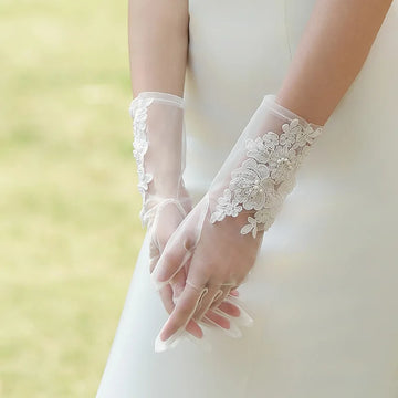 Short Bridal Gloves Pearl Wristband Wedding Glove For Women Girl Gift Party Evening Dress Jewelry Bride Accessories a