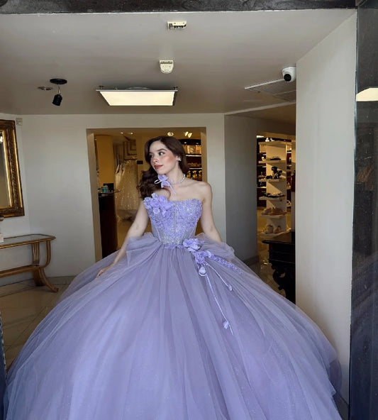 Graceful Lilac Quinceanera Dresses 2025 With 3D Flowers Ball Gown Beaded Sweet 16 Dress Birthday Vestio De 15 Anos Customized