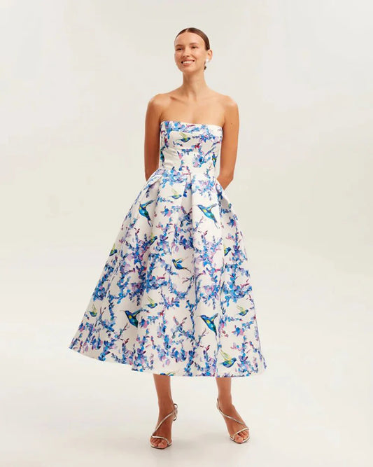 2024 New Summer Style Women Sexy Off the Shoulder Back Lace-up A-Line Long Maxi Dress Celebrate Birthday Party Girls' Dress SKY BLUE