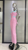 Arrival Pink Color Sleeveless Spaghetti Strap Long Bandage Dress Graceful Woman Evening Party Dress Dinner Party Vestido