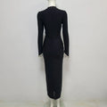 Women Long Sleeve Sexy Shinning Crystal Bodycon Long Bandage Dress Celebrate Evening Party Nightclub Outfit Wear
