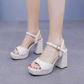 Luxury Handmade Full Pearls Thick Heeled Women Gladiator Sandals Fashion Summer Platform Wedges High heels Chunky Sandals Shoes