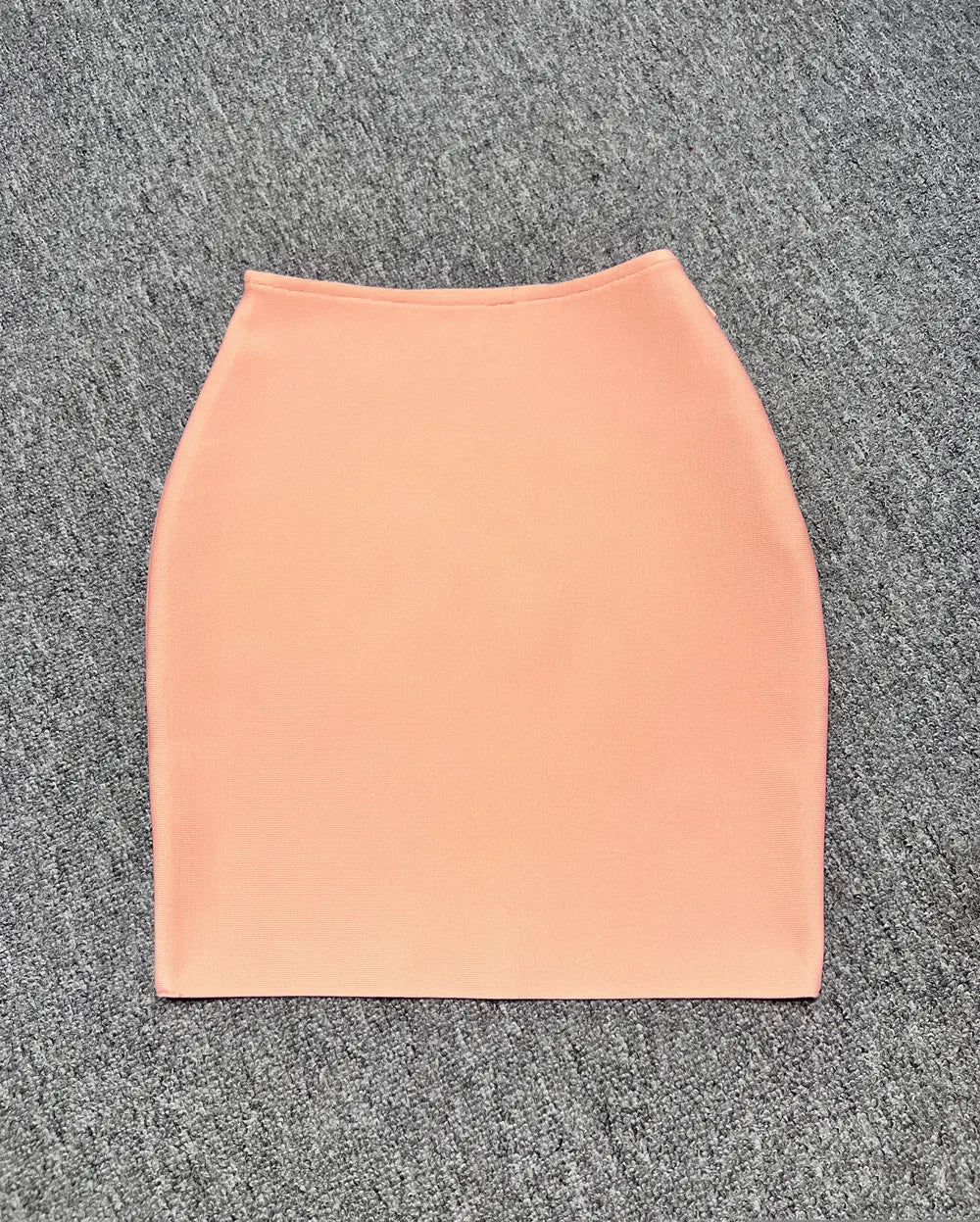 2024 New Women's Bandage Skirt Fashion Versatile Solid Color Tight Mini Skirt Black Red Orange Khaki White Pink Bandage Skirt Orange red