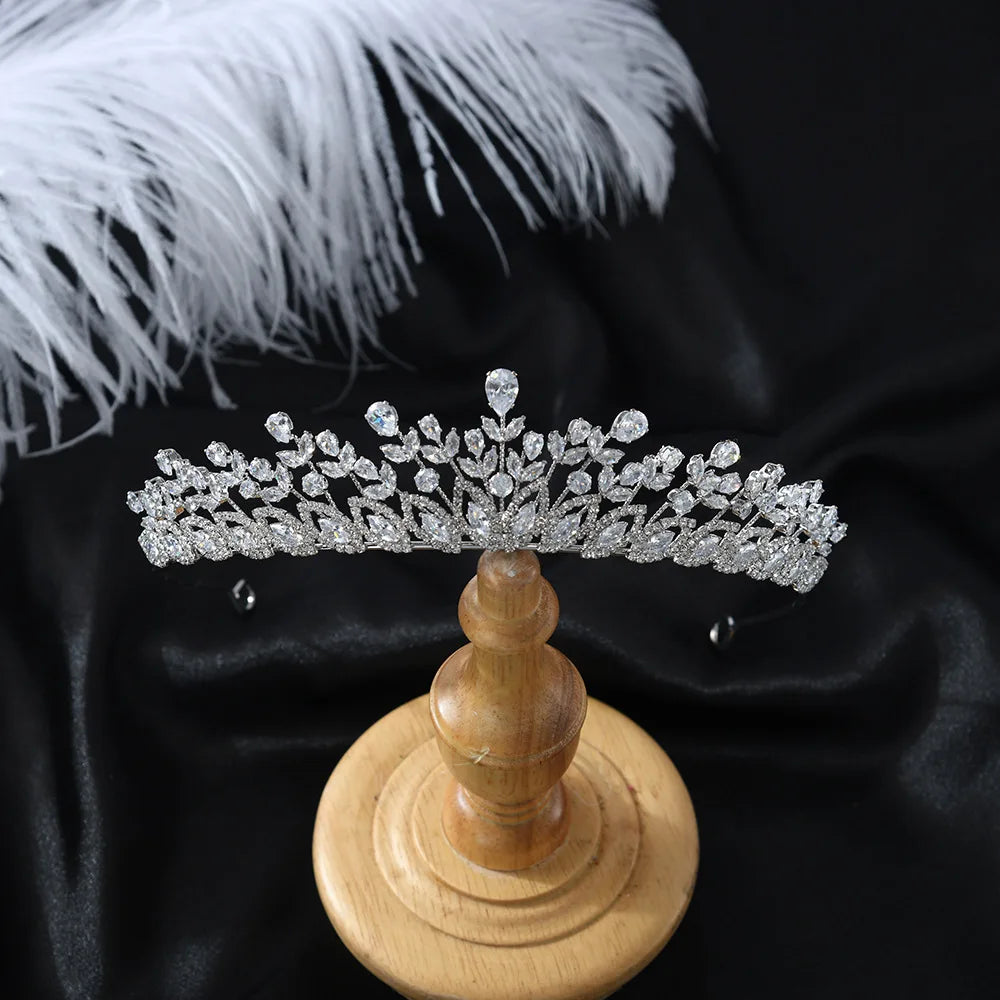 Luxury Princess Crown for Women Girl Crystal Zircon Bridal Tiaras Crowns Wedding Headpiece 15 Years Party Hair Jewelry Headwear as picture 2