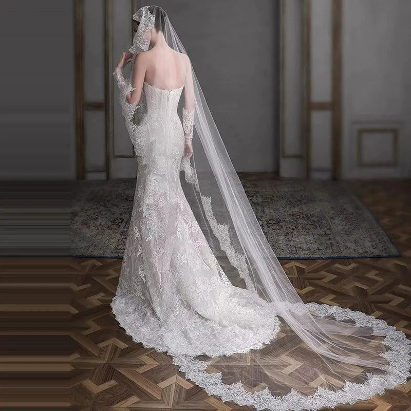 300cm White Black Bridal Veil Long Wedding Veils For Brides Evening Dinner Party Dress Women Girl Gifts Hair Accessories Jewelry