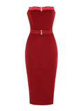 New Arrival Women Sexy Strapless Bow Bodycon Mid-calf Dress Celebrate Birthday Party Date Cocktail Outfit High Quality