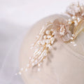Bridal Hair Accessories Gold Color Headband Headpiece Pearl Hairband For Women Bride Flower Leaf Headdress Crown Wedding Jewelry