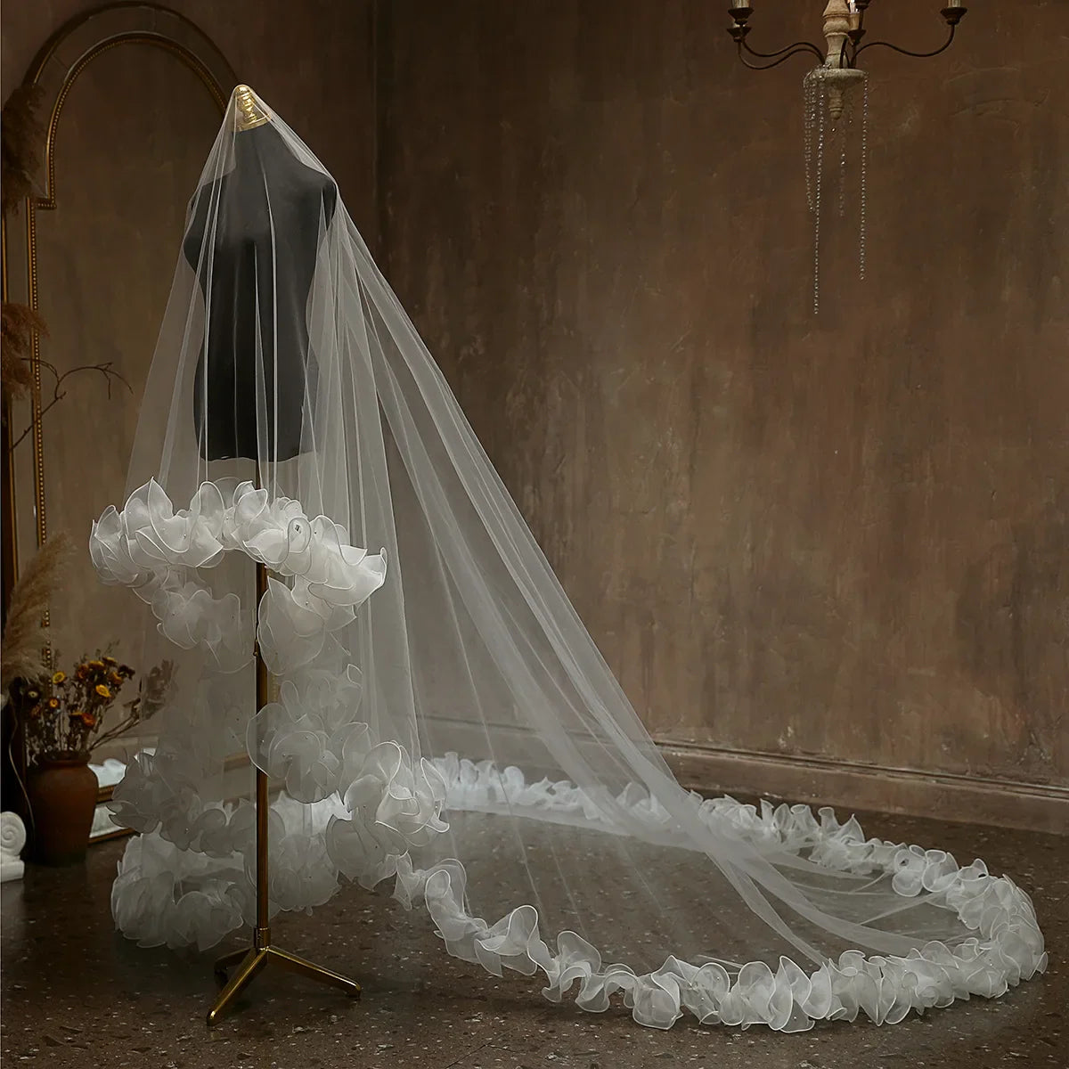 Luxury Long Bridal Veil Lace Wedding Veils For Brides Evening Dinner Party Dress Women Girl Gifts Hair Accessories Jewelry a