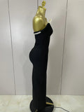 Sexy Backless Strapless Black Beading Long Bandage Bodycon Dress Women Celebrity Elegant Evening Luxury Birthday Dresses