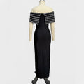 New Black Women Sexy Slash Meck Off the Shoulder Shinning Crystal Bodycon Long Bandage Dress Elegant Evening Party Dress