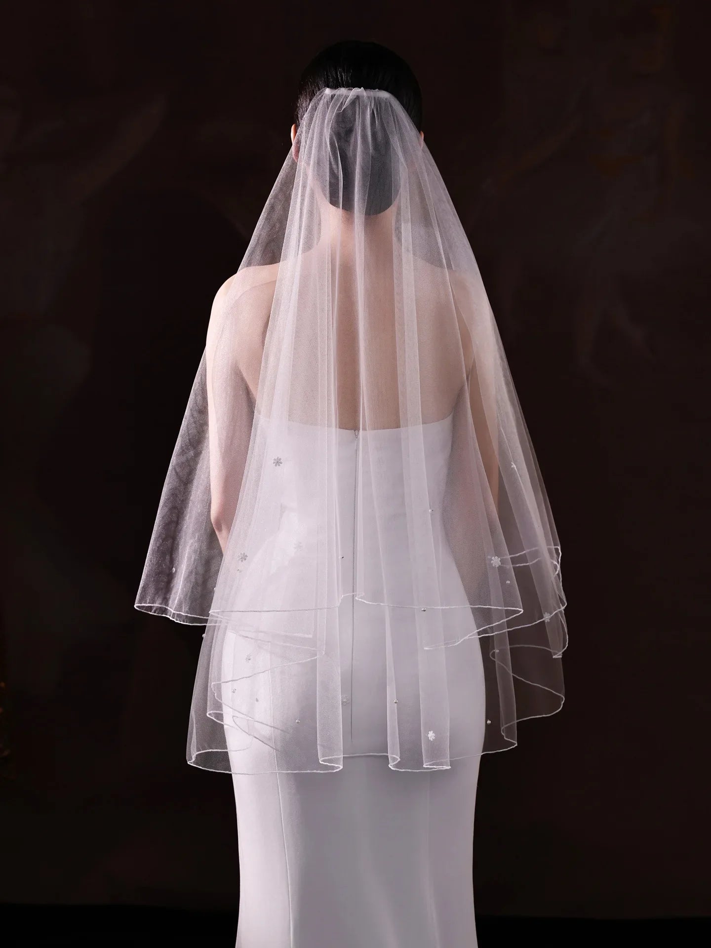 Flower Pearl Bridal Veil Short Wedding Veils For Brides Evening Dinner Party Dress Women Girl Gifts Hair Accessories Jewelry