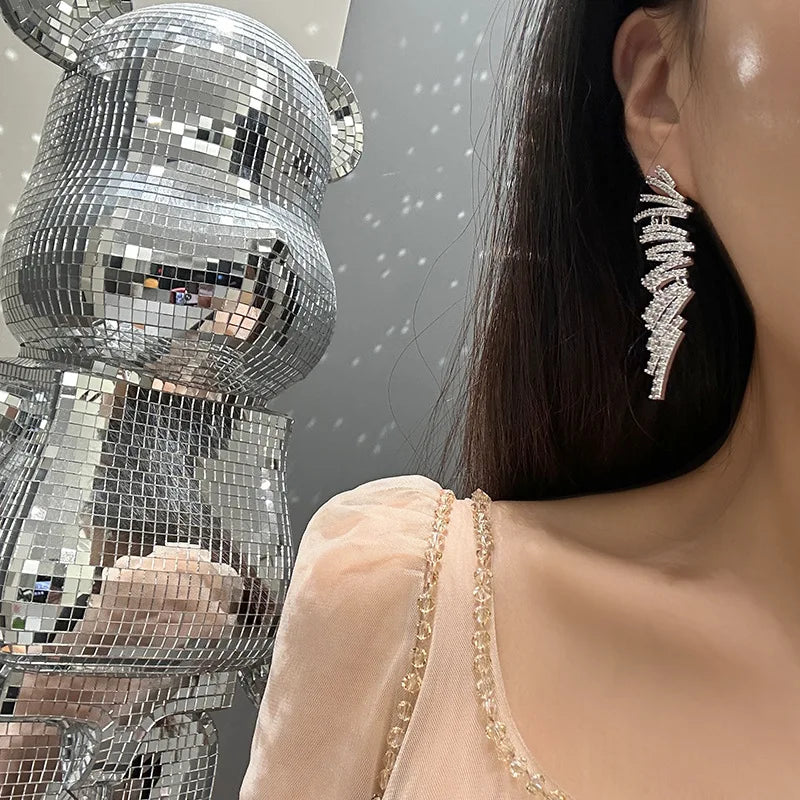 Luxury AAA Zircon Bridal Earrings Long Cubic Zirconia Wedding Earring For Women Brides Accessories Birthday Gifts Jewelry