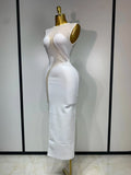 Sexy O Neck Mesh Bodycon Bandage Dress Evening Party Gown Celebrity Elegant Luxury Birthday Club Dresses