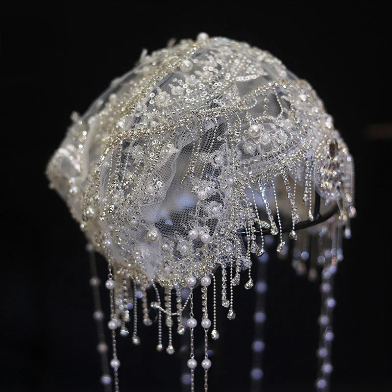 Flower Lace Headbands Hairbands Pearl Rhinestones Headpieces Headwear For Brides Women Bridal Jewelry Wedding Hair Accessories
