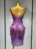 Sparkly Women Sexy Mesh See Through Dress New Arrival Butterfly Purple Celebrity Luxury Birthday Nightclub Stage Outfit