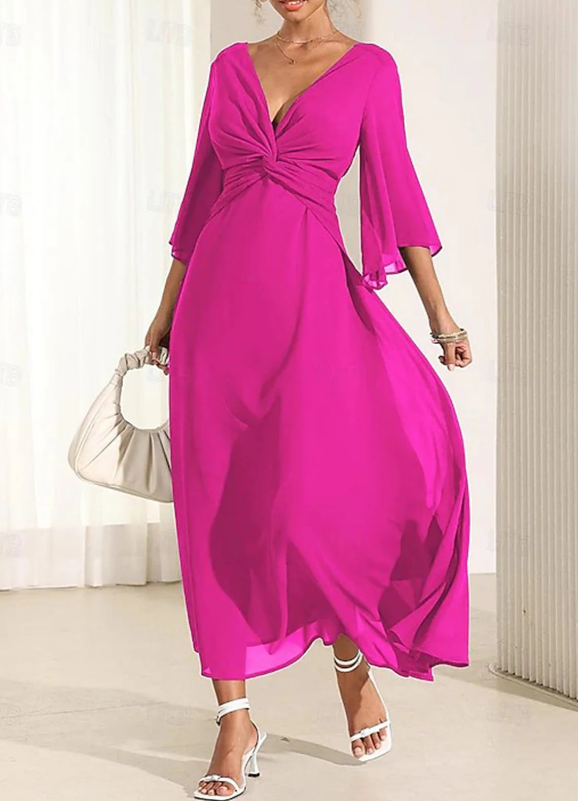 Sexy Chiffon A-Line Prom Gown Elegant Mother of the Bride Dress Ankle Length Pleated Solid Color Plus Size 2025 Free Customized Dusty Rose
