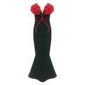 2024 New Fashion Red Florals Women Sexy Strapless Off the Shoulder Bodycon Bandage Long Dress Nightclub Party Celebrate Dress