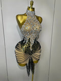 Sparkly Crystals Beading Short Dress Women Sexy Mesh Backless Evening Prom Celebrate Birthday Dress Photo Shoot Wear