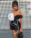 Women Sexy Strapless Florals Bodycon Bandage Mini Dress Fashion Celebrate Nightclub Party Cocktail Dress Wholesale black