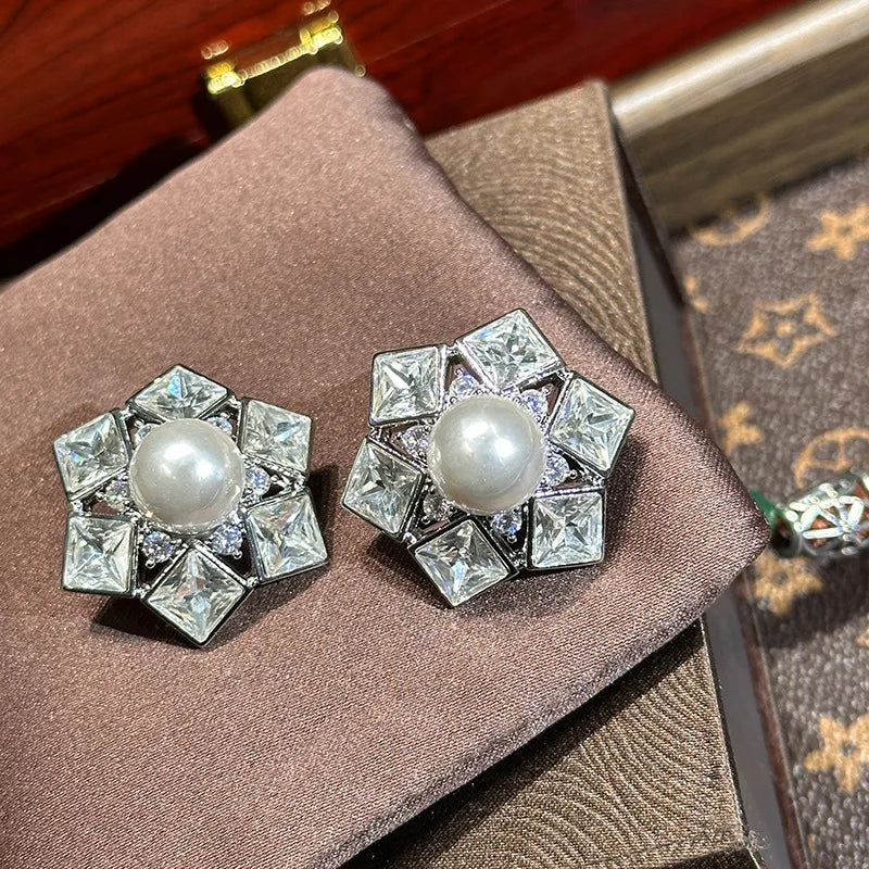 Luxury AAA Zircon Bridal Earrings Pearl CZ Cubic Zirconia Wedding Earring Brides Women Accessories Party Dinner Dress Jewelry