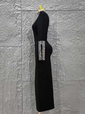 Top Quality Women Long Sleeve Sparkly Crystal Bodycon Long Bandage Dress Elegant Evening Party Cocktail Fashion Outfit