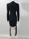 2024 Women's Sexy Drawstring Strap Bandage Dress O-neck Long Sleeve Bodycon Mini Dress Cocktail Evening Party Vestidos