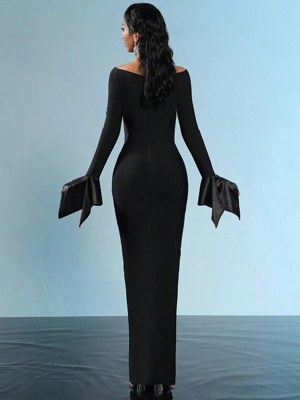 2024 New Elegant Women's Long Bandaged Dress O-neck Long Sleeve Bodycon Dress Cocktail Evening Party Christmas Vestidos