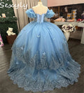 Shine Blue Butterfly Quinceanera Dresses Sparkly Appliques Vestidos De 15 Quinceañera Sweet 16 Dress Corset Xv Para Customized