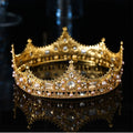 Vintage Crystal Round Baroque Tiaras and Crowns For Women Men King Queen Royal Party Bridal Wedding Head Jewelry Accessories b