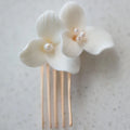 Wedding Accessories Porcelain Flower Hair Comb Pin Silver Gold Color Hairpins For Brides Women Gifts Head Pieces Bridal Jewelry gold color b