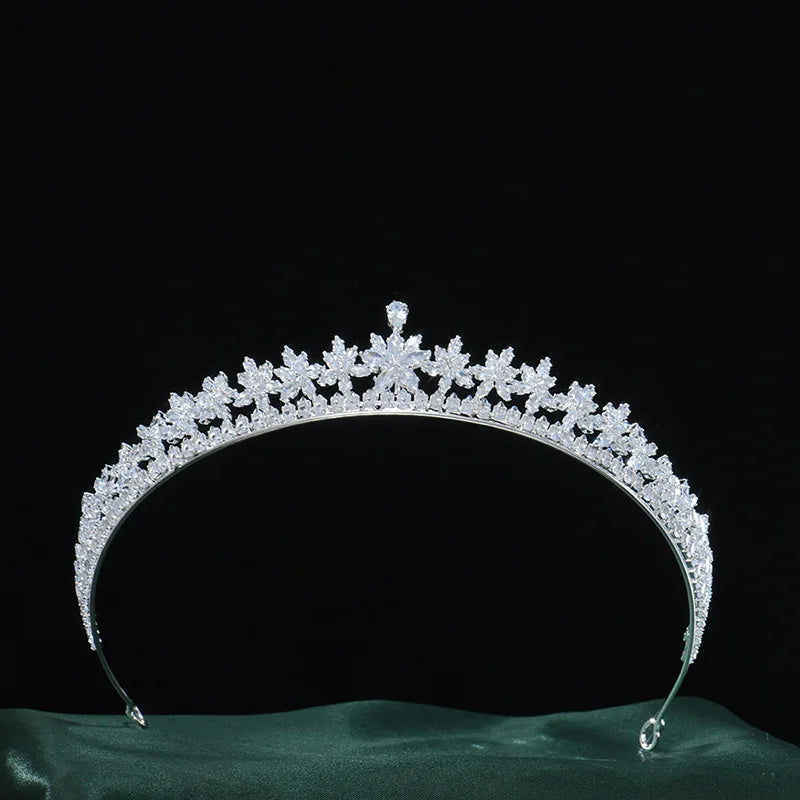 Zirconia Tiara Crown Gold Silver Color Headbands Brides Birthday Gift Zircon Headpieces Wedding Hair Accessories Bridal Jewelry silver color b