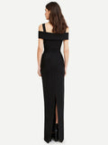 Sexy Women's Hollow Design Bandage Dress Spaghetti Strap Shoulder Sleeve Bodycon Long Dress Cocktail Evening Party Vestidos