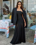 Black Color Women Sexy Strapless Off the Shoulder Mesh Long Bandage Dress Celebrate Evening Party Birthday Outfit Vestido