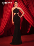 Sexy Women's Light Luxury Water Diamond Spaghetti Strap Sleeveless Bandage Dress Waist Waist Bodycon Backless Long Dresses