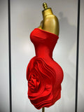 Celebrity Sexy Strapless Backless Flower Red Mini Bodycon Bandage Dress Knitted Elegant Evening Club Luxury Birthday Dress
