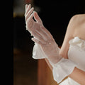 Short Bridal Gloves White Pearl Wristband Wedding Glove For Women Girl Party Evening Dress Jewelry Bride Accessories a