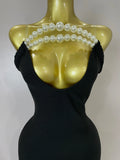 Sexy Backless Strapless Black Beading Long Bandage Bodycon Dress Women Celebrity Elegant Evening Luxury Birthday Dresses